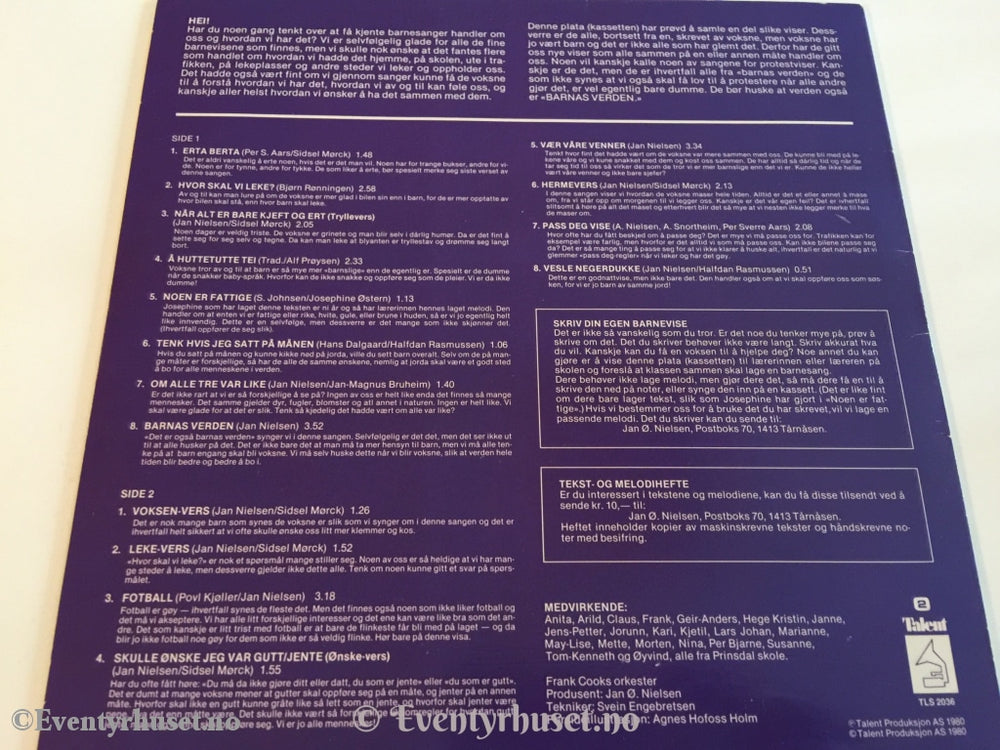 Barnas Verden. 1980. Lp. Lp Plate