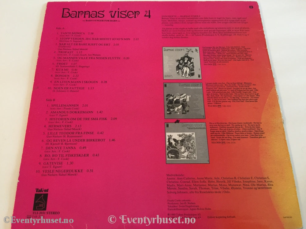 Barnas Viser 4. 1980. Lp. Lp Plate