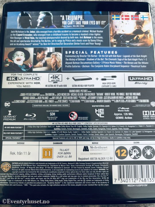 Batman. 1989. 4K Ultra HD + Blu-ray.