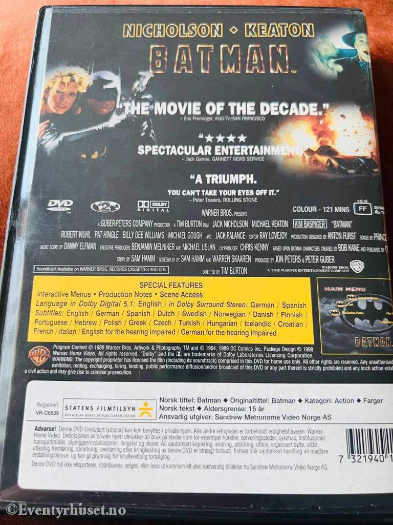 Batman. 1989. Dvd. Dvd