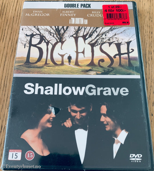 Big Fish (2003) / Shallow Grave (1994). DVD. Ny i plast!