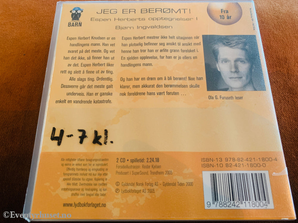 Bjørn Ingvaldsen. Espen Herberts opptegnelser I: Jeg er berømt!. 2004. Lydbok på CD.