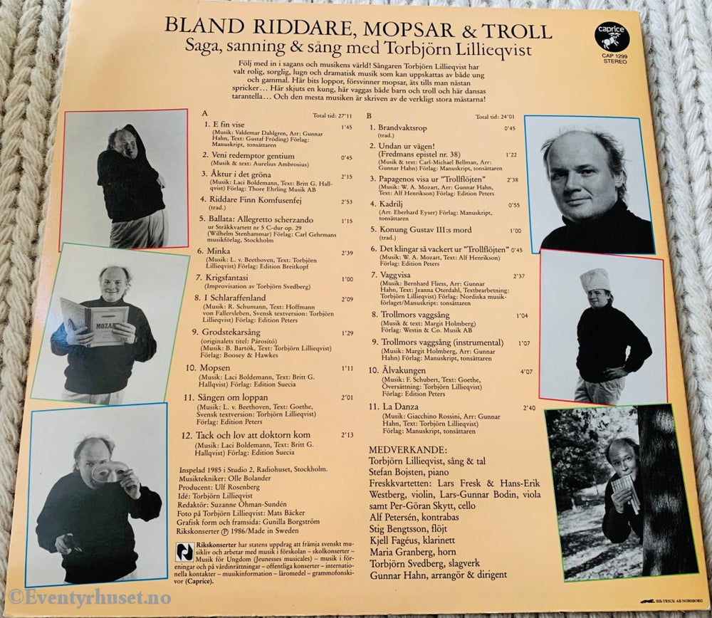 Bland Riddare Mopsar & Troll. Saga Sanning Sang Med Torbjörn Lillieqvist. 1986. Lp. Lp Plate