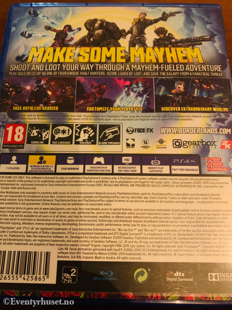 Borderlands 3. Playstation PS4-spill.