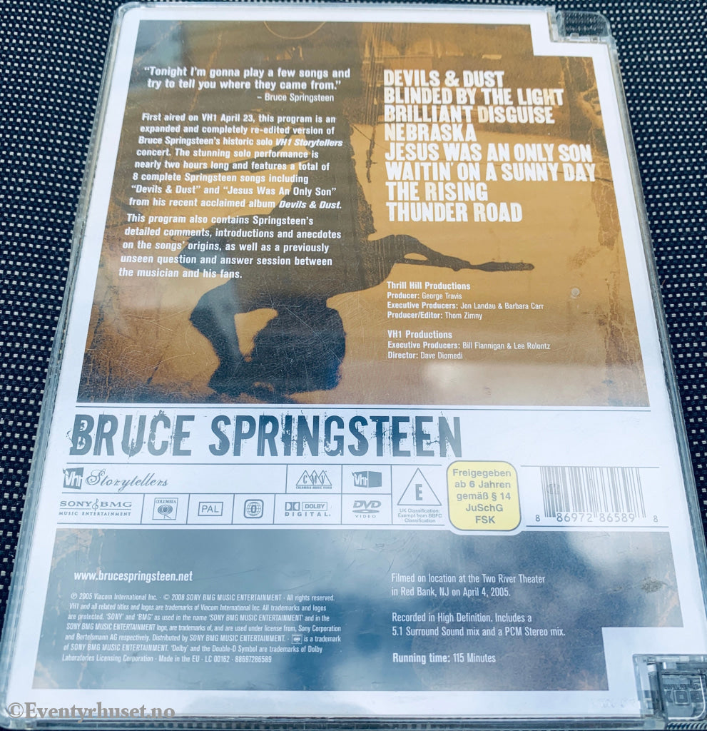 Bruce Springsteen: VH1 Storytellers (2005). DVD glassboks.