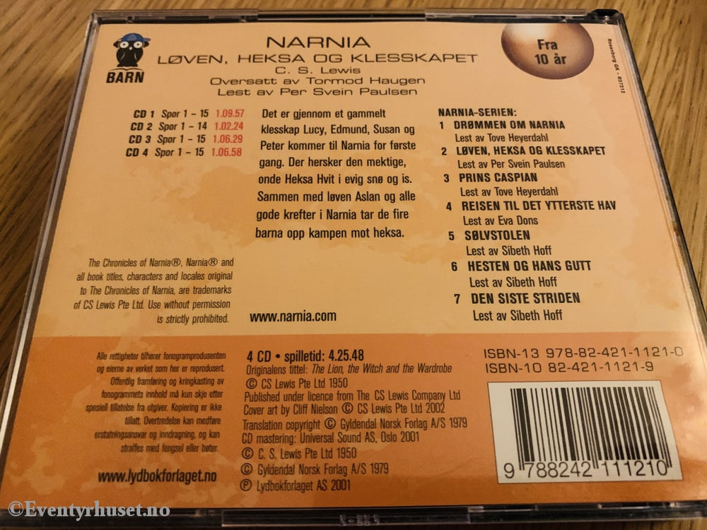 C. S. Lewis. 2001. Legenden Om Narnia - Løven Heksa Og Klesskapet. Lydbok På 4 X Cd.