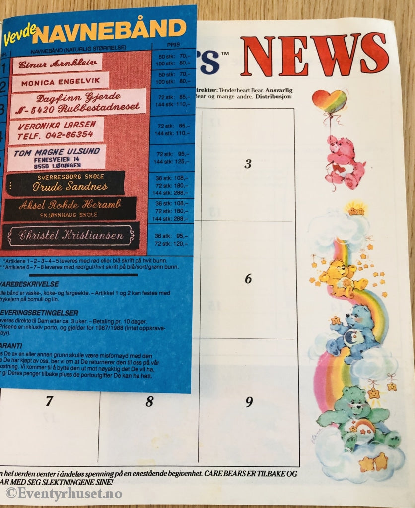 Care Bears. 1987. Ubrukt Klistremerkealbum. Klistremerkealbum