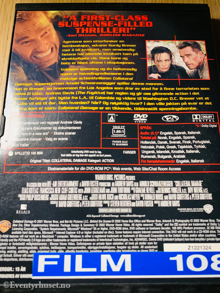 Collateral Damage. 2001. Dvd Snapcase.