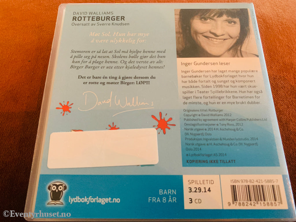 David Walliams. Rotteburger. 2012. Lydbok på CD.