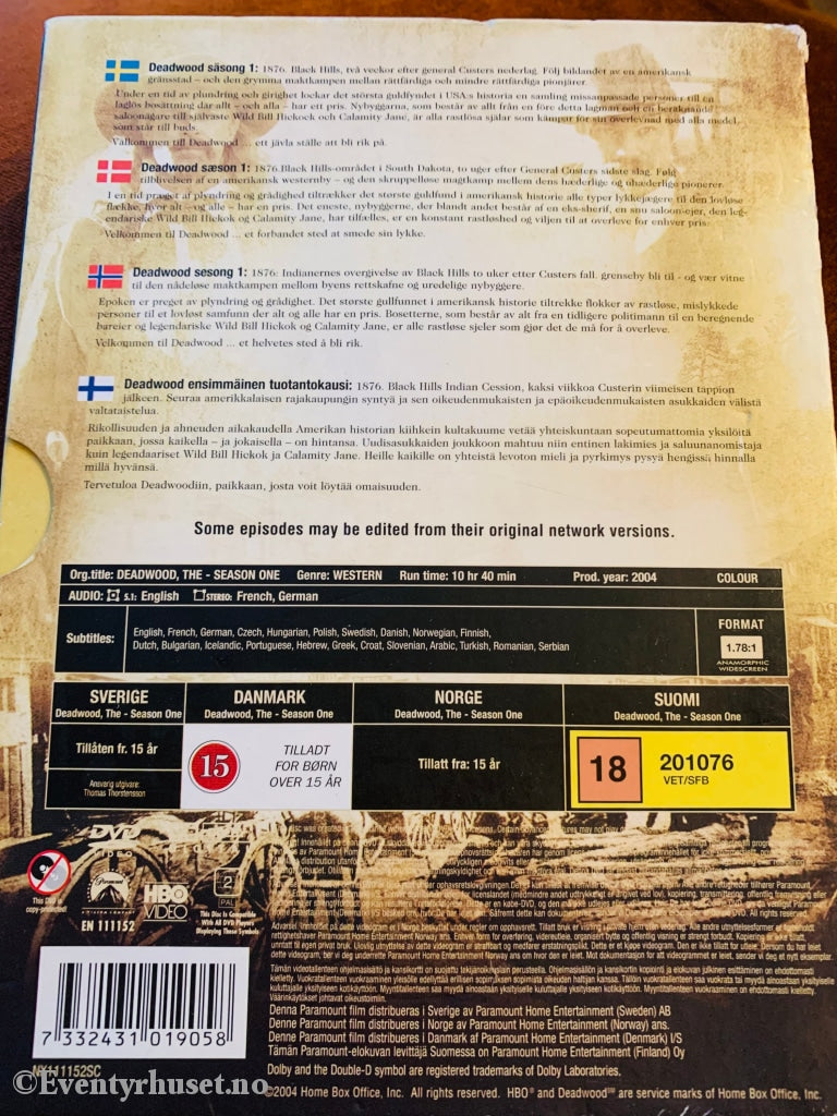 Deadwood. Sesong 1. 2004. Dvd Samleboks.