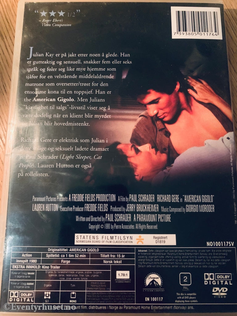 Den Amerikanske Gigolo. 1980. Dvd. Dvd