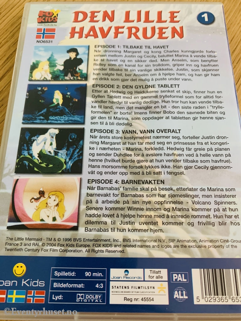 Den Lille Havfruen 1. Dvd. Dvd