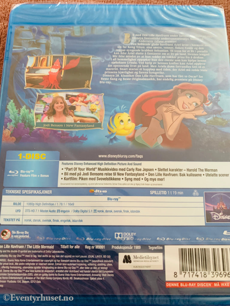Den Lille Havfruen. Blu-ray. Ny i plast!