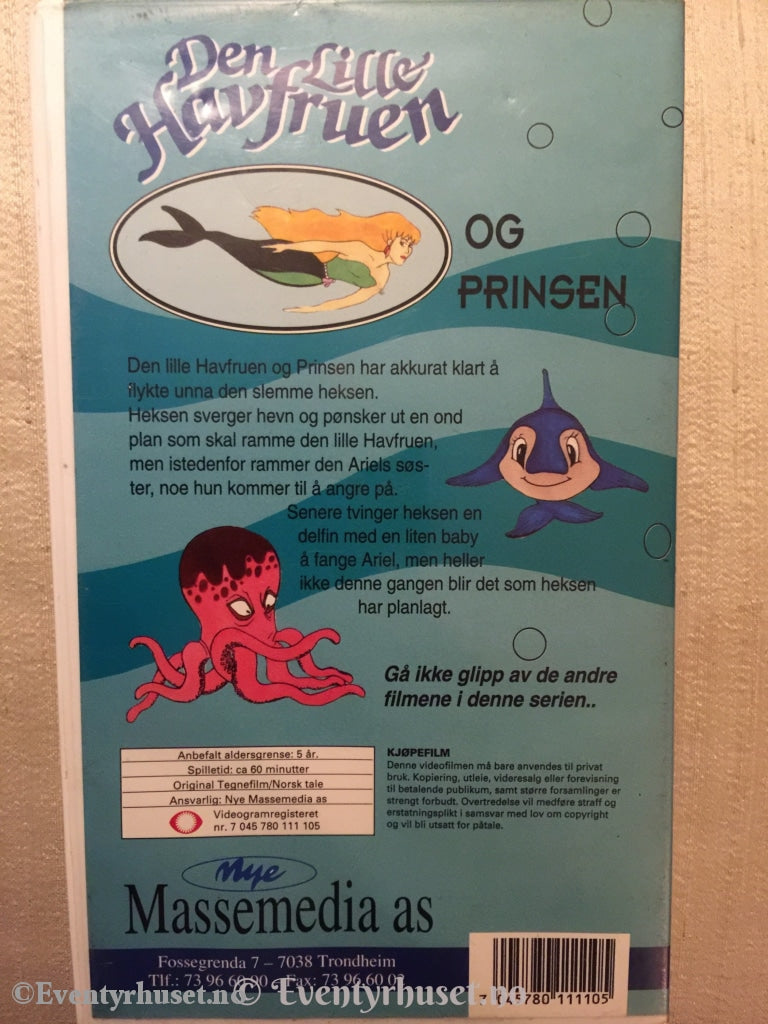 Den Lille Havfruen Og Prinsen. Vhs. Vhs