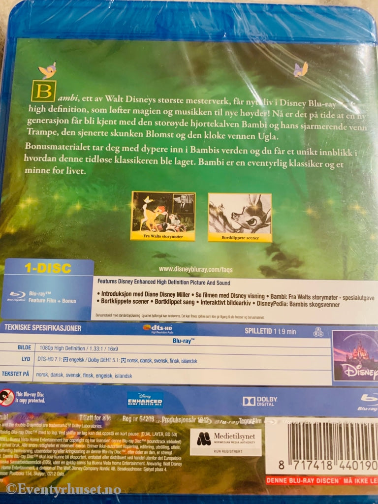 Disney Blu Ray. Gullnummer 05. Bambi. Ny I Plast! Blu-Ray Disc