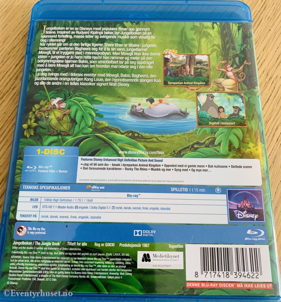 Disney Blu-Ray Gullnummer 19. Jungelboken. 1967. Diamond Edition. Blu-Ray Disc