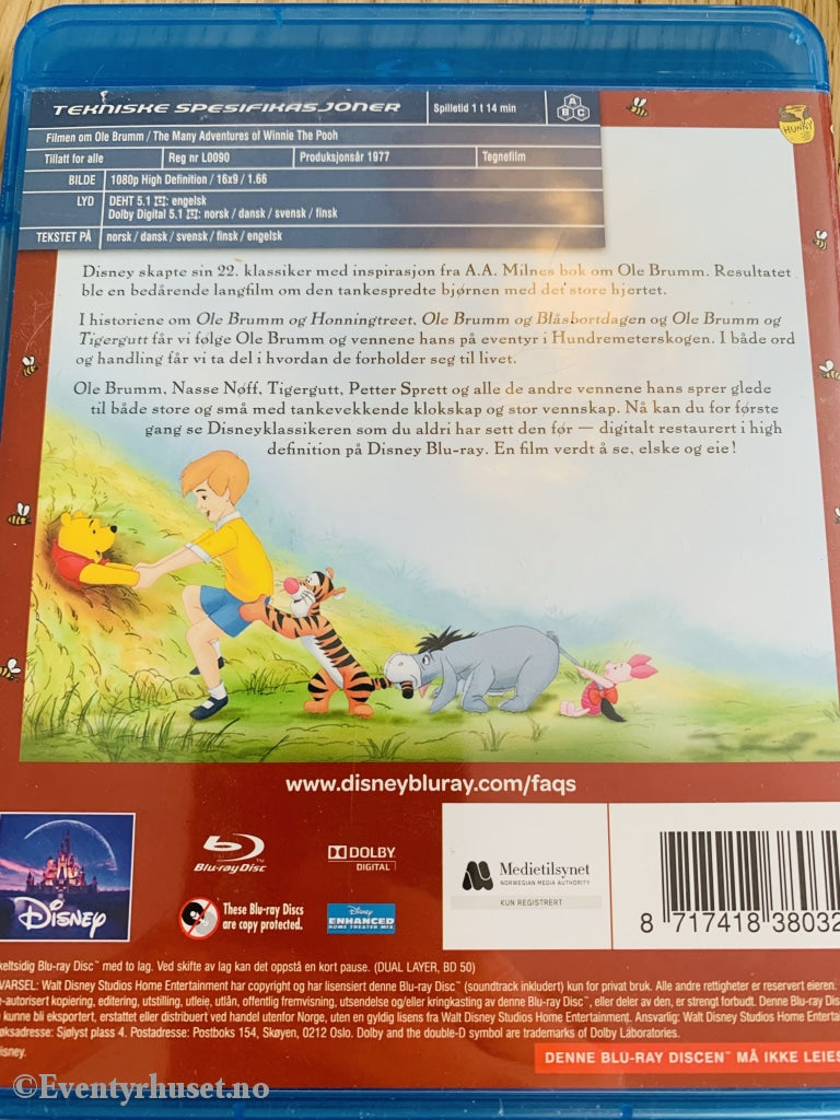 Disney Blu-Ray Gullnummer 22. Filmen Om Ole Brumm. Blu-Ray Disc