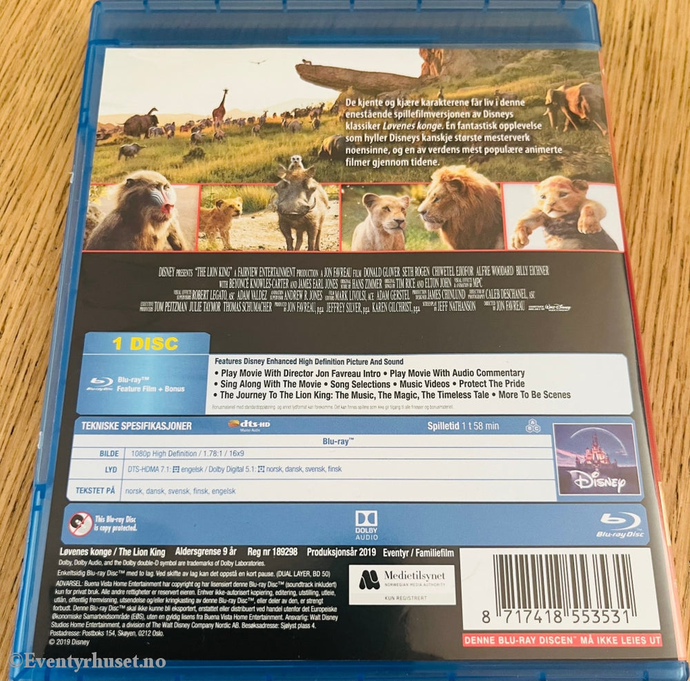 Disney Blu-Ray. Løvenes Konge. Blu-Ray Disc