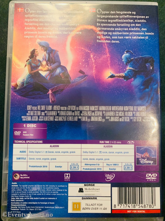 Disney Dvd. 2019. Aladdin. Dvd