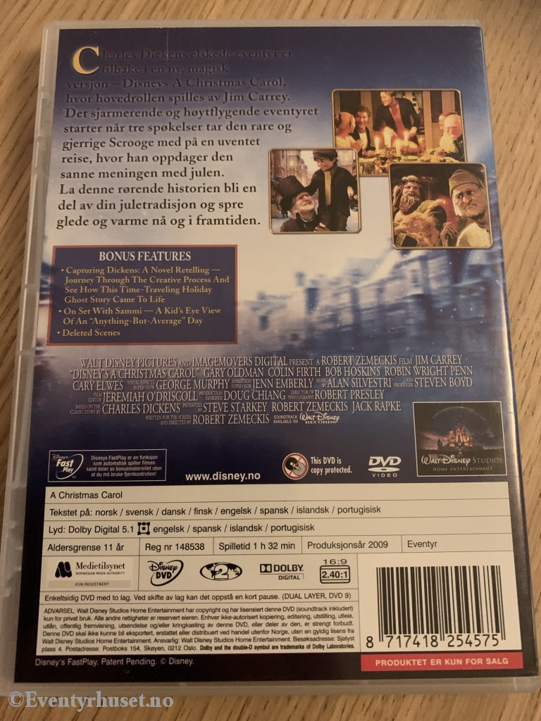 Disney Dvd. A Christmas Carol (En Julefortelling). 2009. Dvd