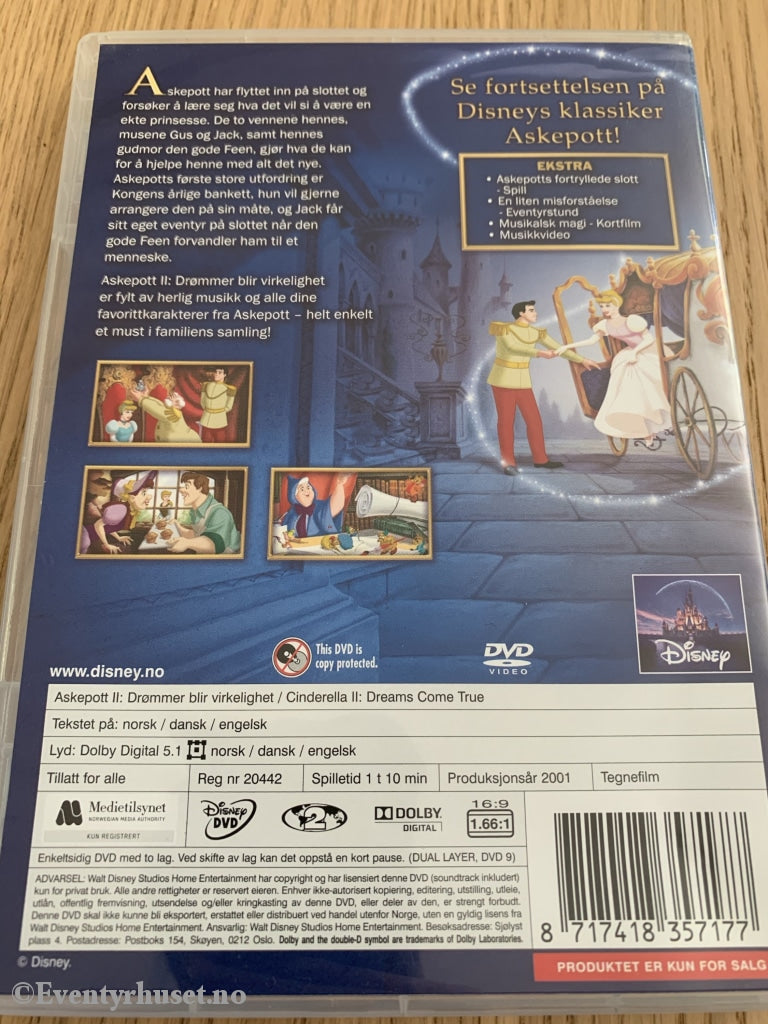 Disney Dvd. Askepott 2. 2001. Dvd