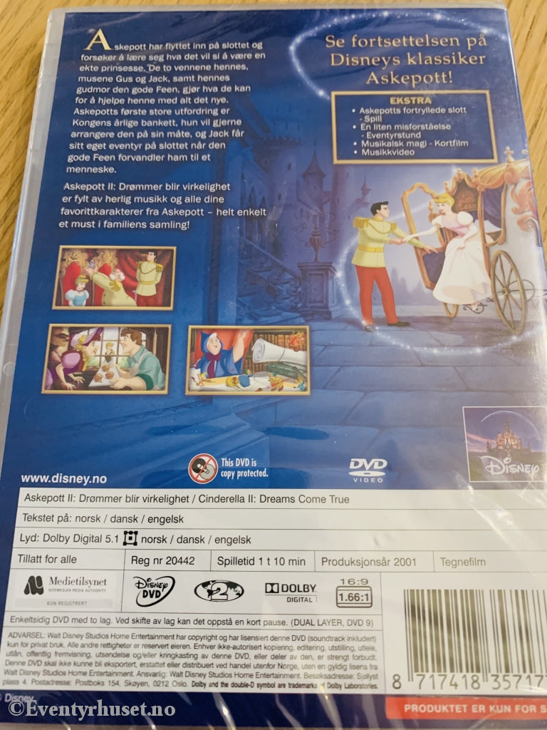 Disney Dvd. Askepott 2. 2001. Ny I Plast! Dvd