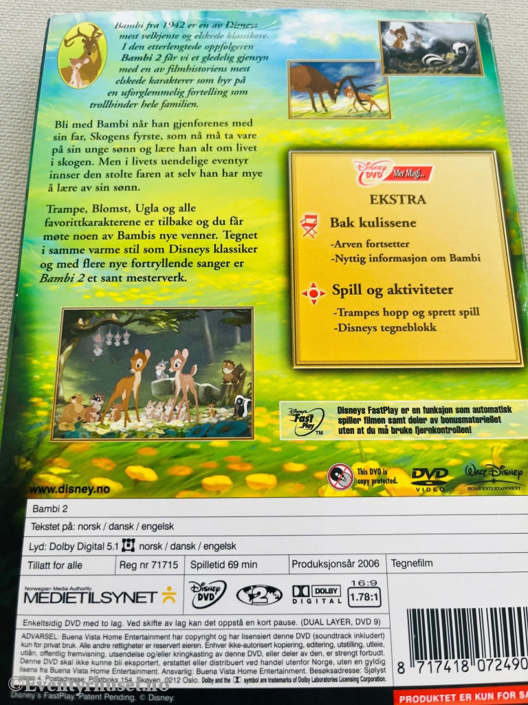 Disney Dvd. Bambi 2. Slipcase. Ny I Plast! Dvd