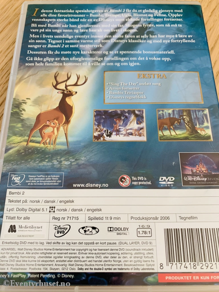 Disney Dvd. Bambi 2 - Spesialutgave. Dvd