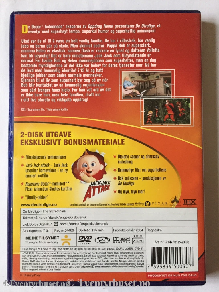 Disney Dvd. De Utrolige. Dvd