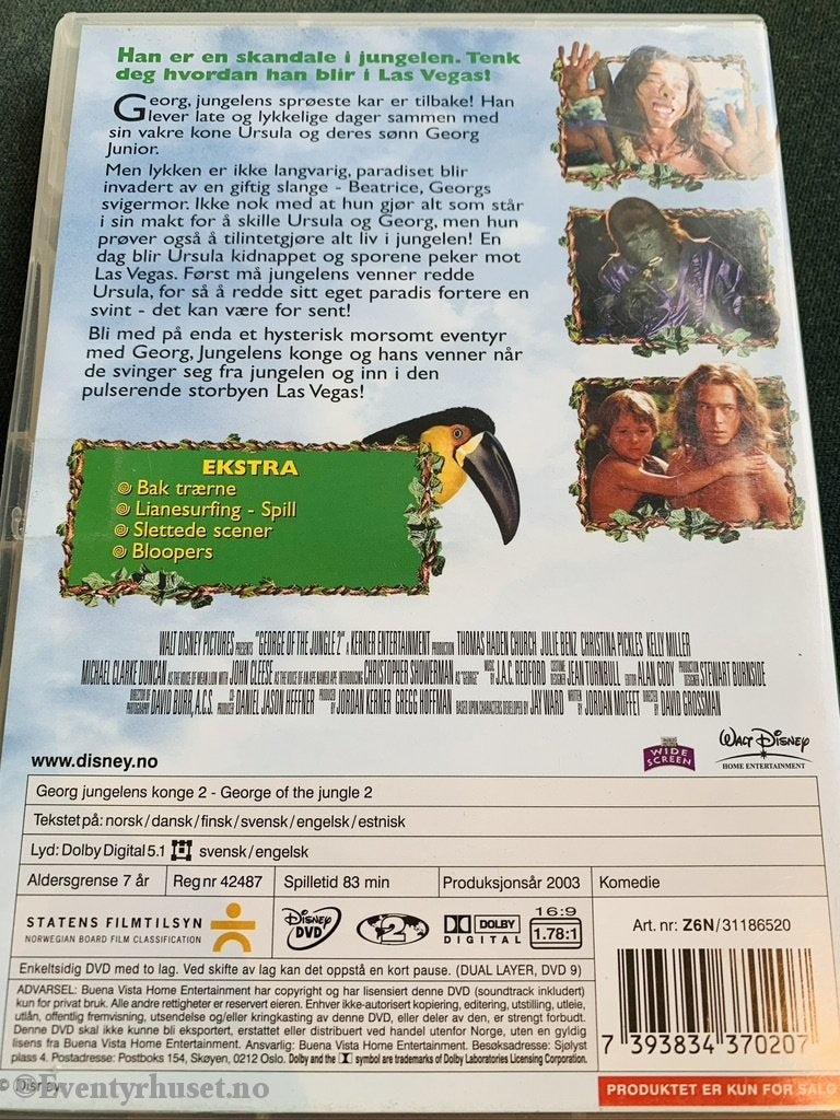 Disney Dvd. Georg Jungelens Konge 2. 2003. Dvd