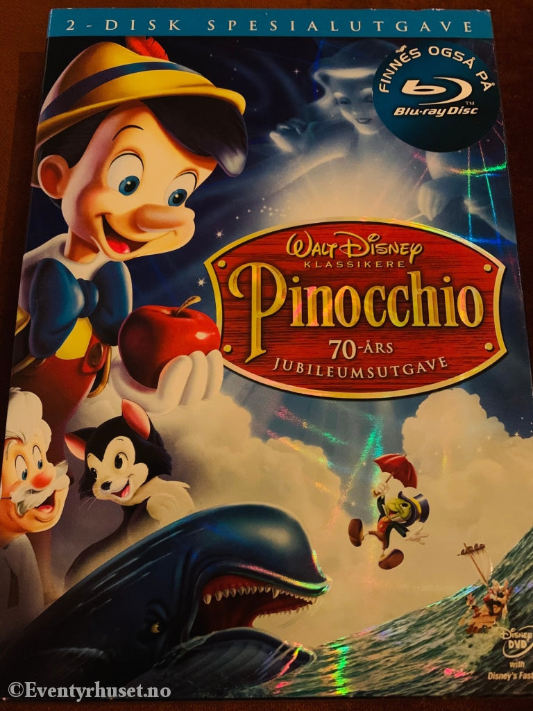 Disney Dvd Gullnummer 02. Pinocchio. 2-Disk Spesialutgave. Slipcase. Ny I Plast!