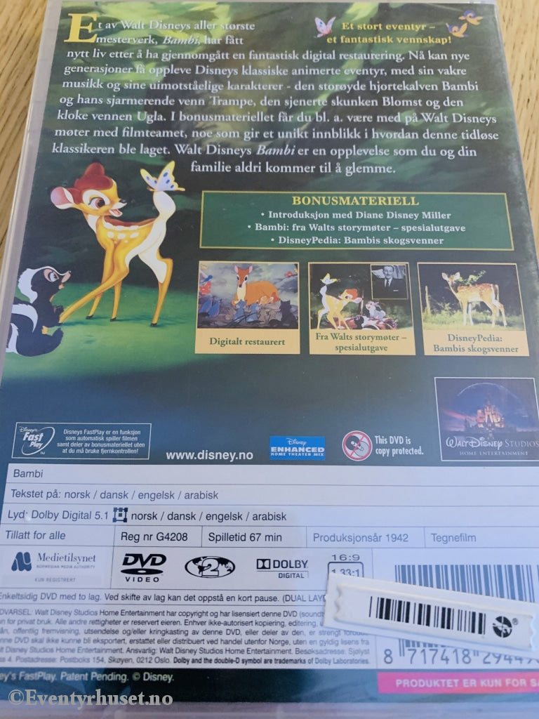 Disney Dvd Gullnummer 05. Bambi. Ny I Plast!