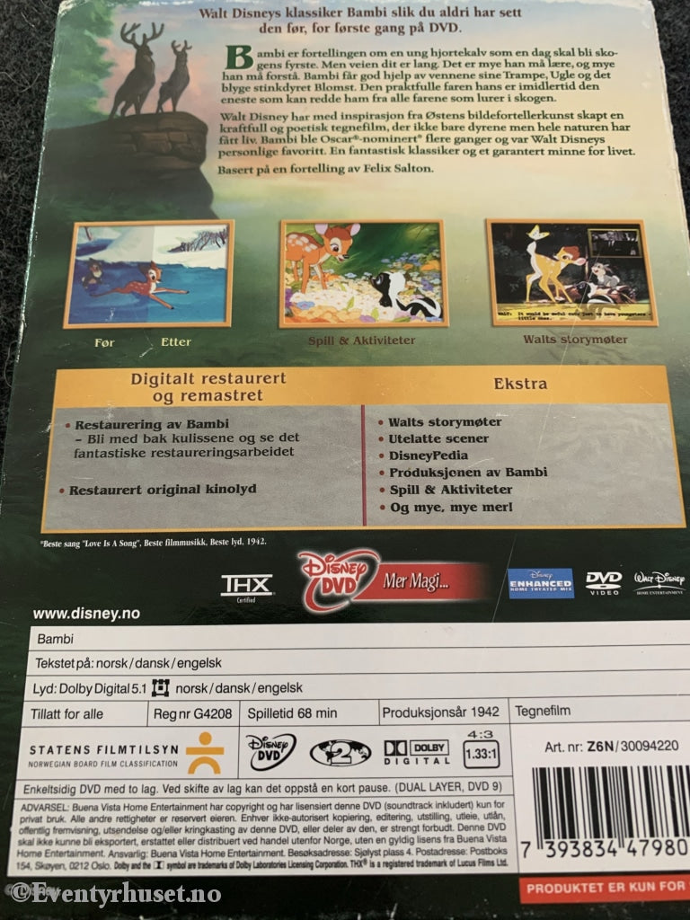 Disney Dvd Gullnummer 05. Bambi. Slipcase.
