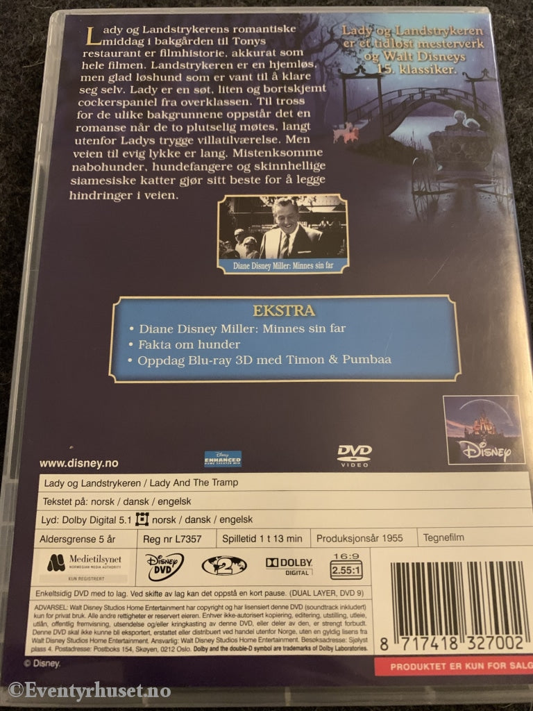 Disney Dvd Gullnummer 15. Lady & Landstrykeren. Diamond Edition.