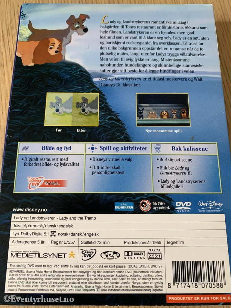 Disney Dvd Gullnummer 15. Lady & Landstrykeren. Spesialutgave. Slipcase.