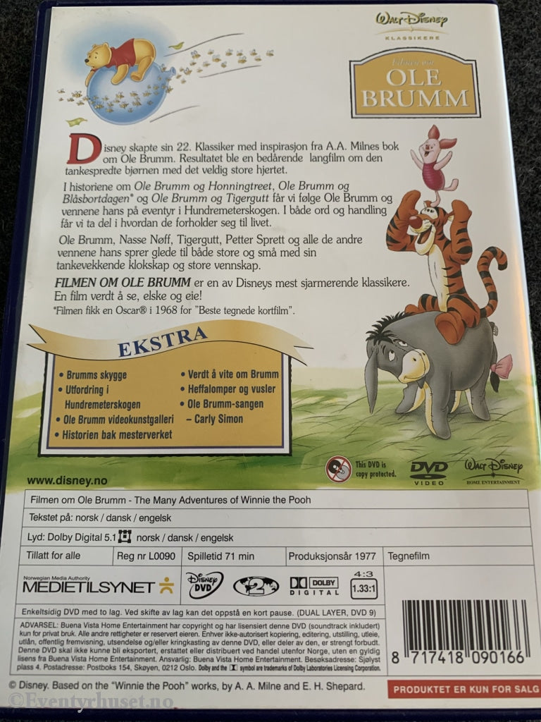 Disney Dvd Gullnummer 22. Filmen Om Ole Brumm.