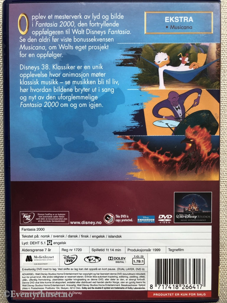 Disney Dvd Gullnummer 38. Fantasia 2000. Spesialversjon. 1999.