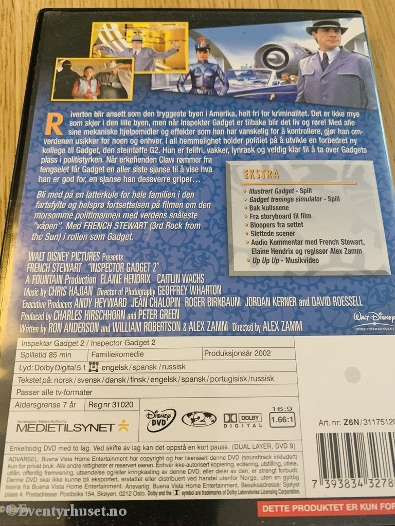 Inspektør Gadget 2. 2002. Dvd. Dvd