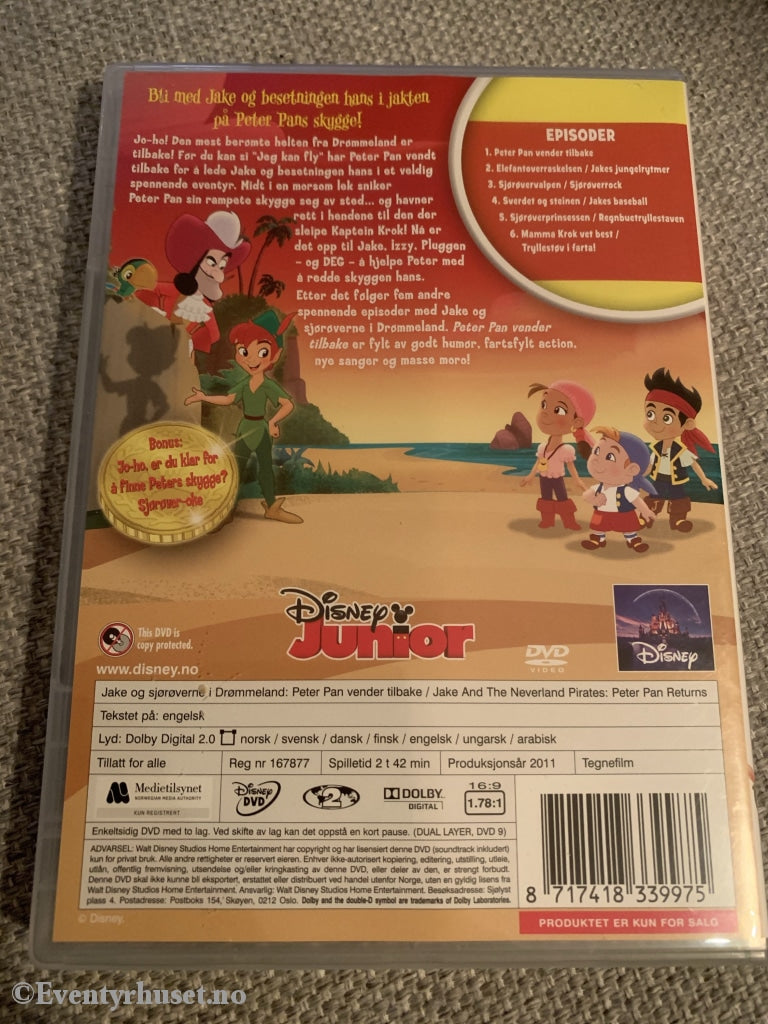 Disney Dvd. Junior. Vol.1. Jake & Sjørøverne I Drømmeland / Peter Pan Vender Tilbake. 2011. Dvd