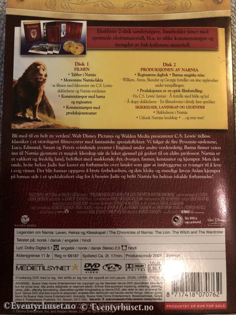 Legenden Om Narnia. Løven Heksa Og Klesskapet. 2005. Dvd. Dvd