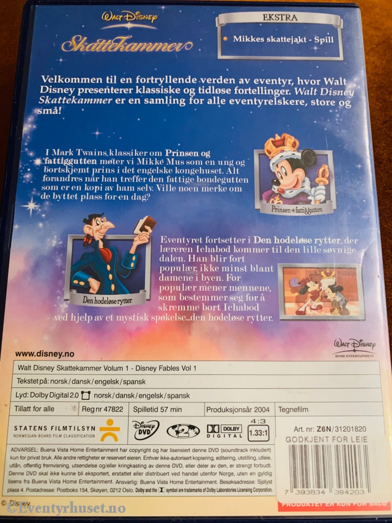 Disney Dvd Leiefilm. Skattekammer Vol. 1. 2004. Den Hodeløse Rytter / Prinsen Og Fattiggutten.
