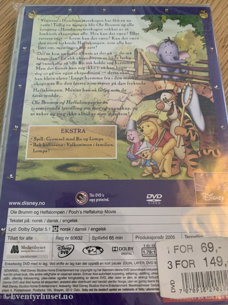 Disney Dvd. Ole Brumm Og Heffalompen. 2005. Ny I Plast! Dvd