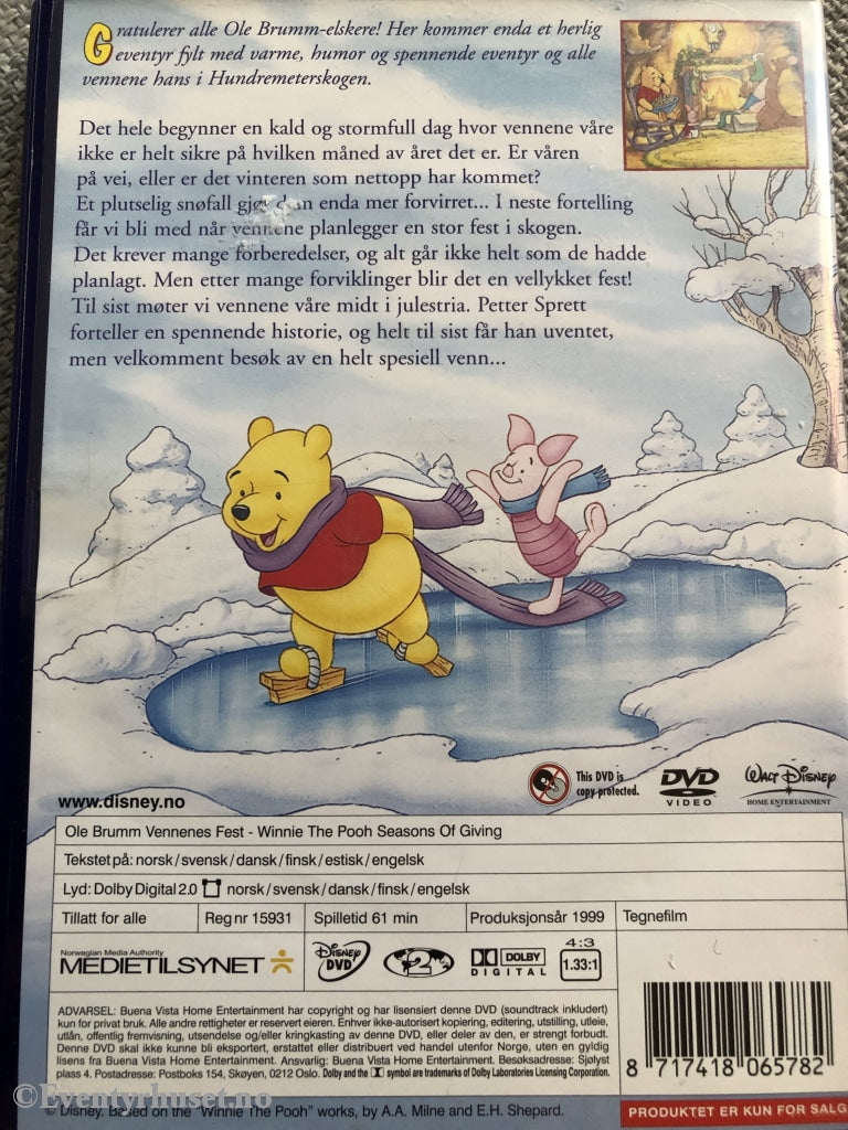 Disney Dvd. Ole Brumm. Vennenes Fest. 1991. Dvd