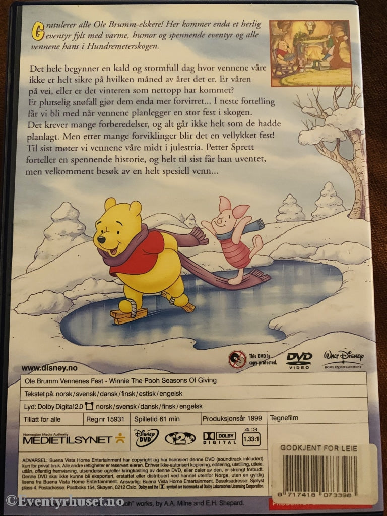 Disney Dvd. Ole Brumm. Vennenes Fest. 1991. Utleiefilm! Dvd