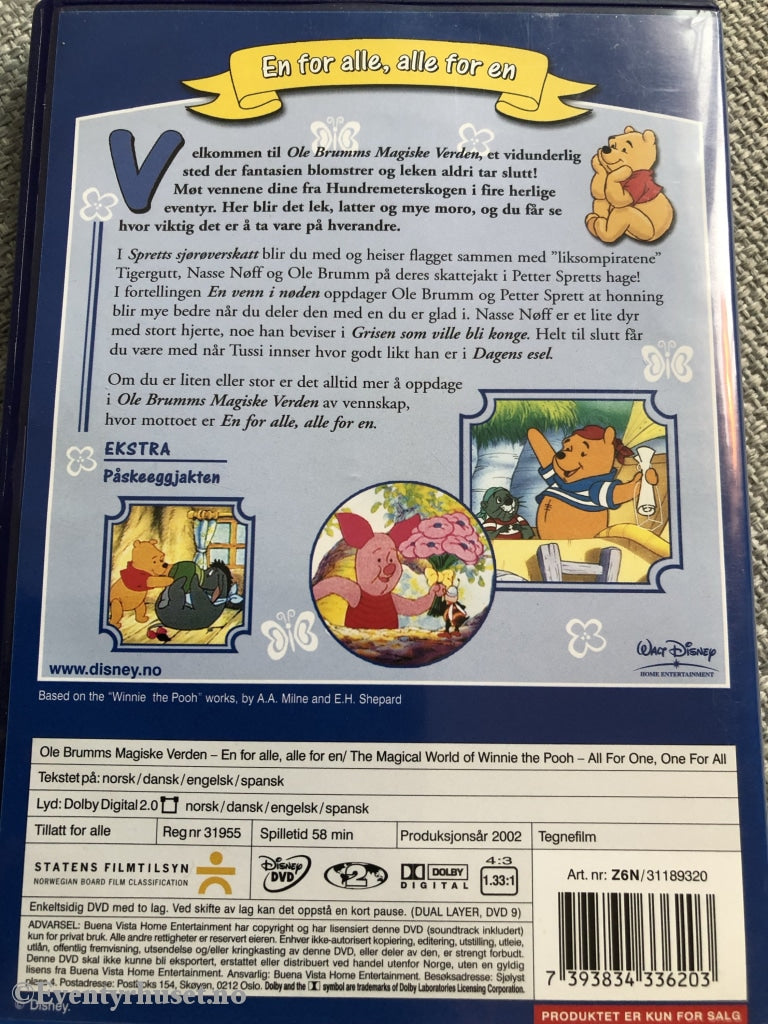Disney Dvd. Ole Brumms Magiske Verden - En For Alle En. 2002. Dvd