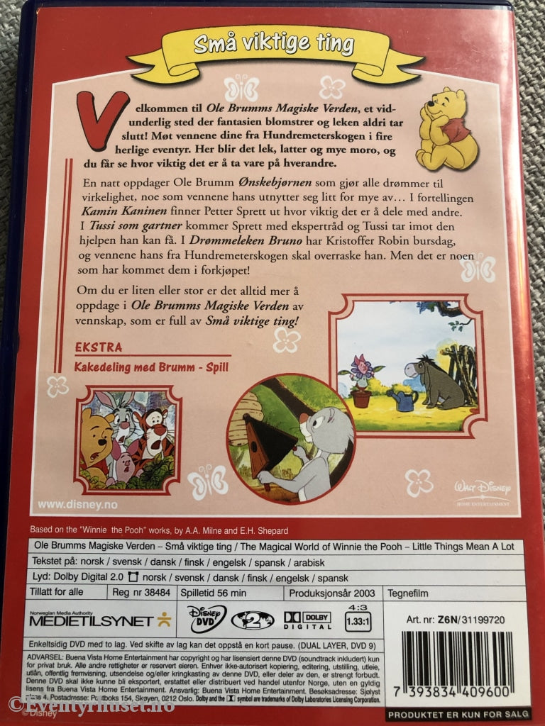 Disney Dvd. Ole Brumms Magiske Verden - Små Viktige Ting. 2003. Dvd