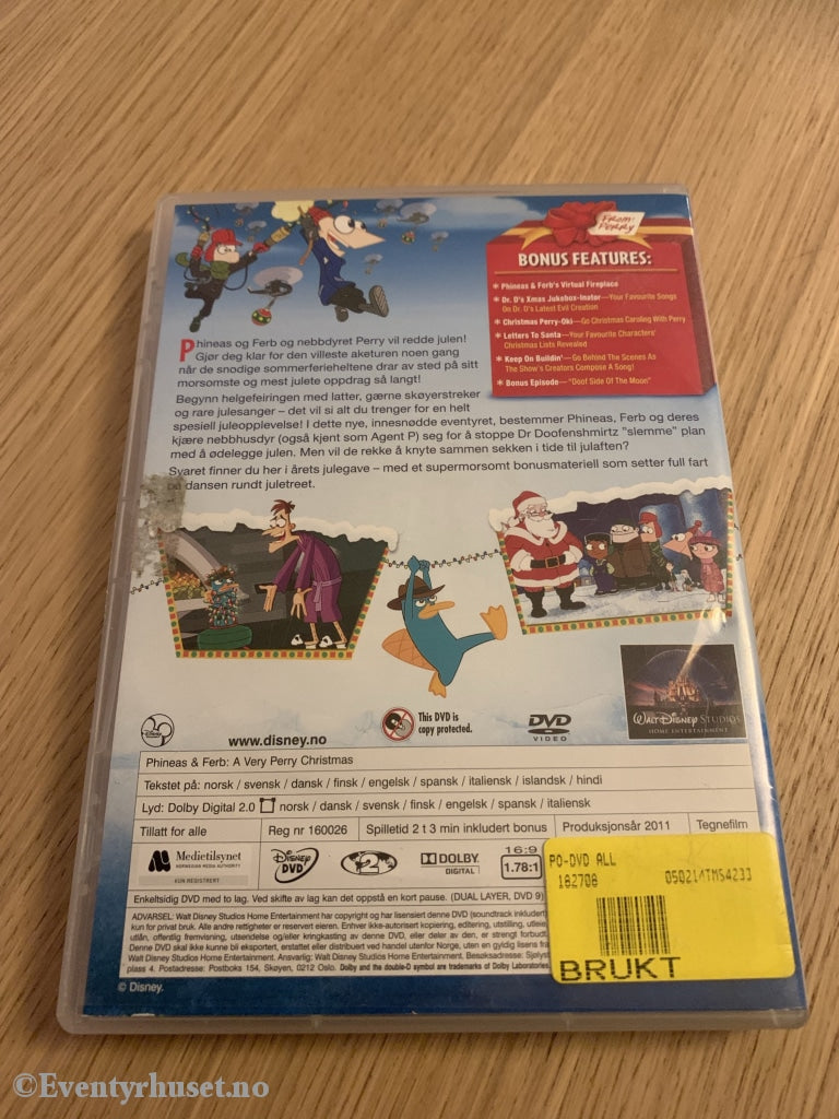 Disney Dvd. Phineas Og Ferb. A Verry Perry Christmas. 2011. Dvd