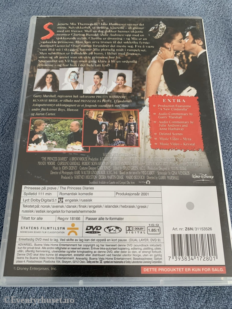 Disney Dvd. Prinsesse På Prøve. 2001. Dvd