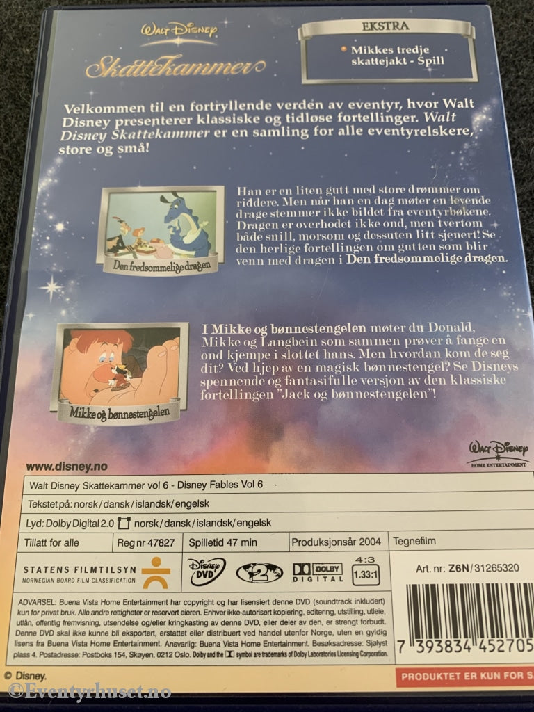 Disney Dvd. Skattekammer Vol. 6. 2004. Den Fredsommelige Dragen / Mikke Og Bønnestengelen. Dvd