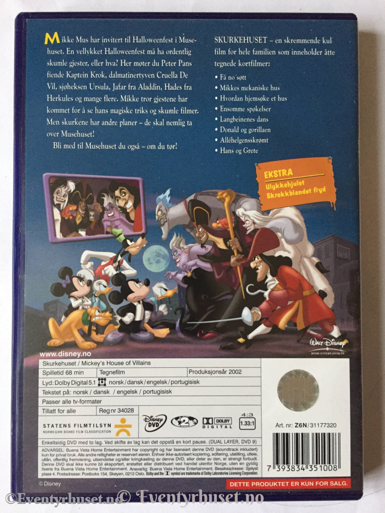 Disney Dvd. Skurkehuset. Dvd
